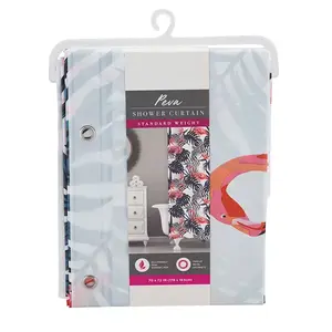 Экологичная занавеска для душа из винила Peva с тропическими фламинго — стандартный размер Kate Aurora, white
