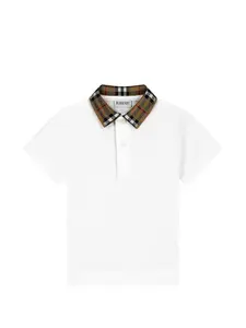 Рубашка поло с воротником в клетку Burberry Kids, белый