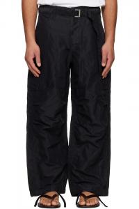 Обработанные нейлоновые твиловые брюки-карго Sacai, хаки