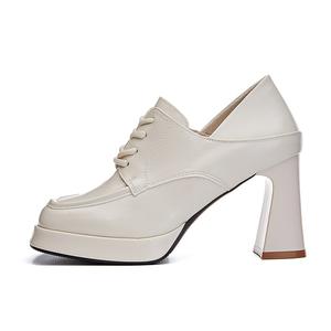 POOQ Женские туфли на платформе с массивным каблуком 8,5 см бежевые, цвет Beige