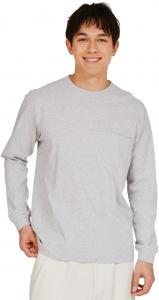 Мужская футболка Hanes H5196 Beefy-T с длинными рукавами и карманом, круглый вырез, 100% хлопок, без этикетки, меланжевый серый