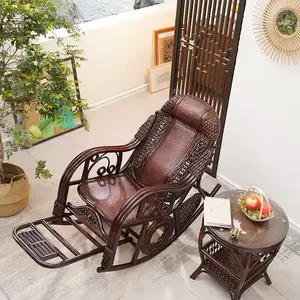 Yu Senyi Кресло-качалка из ротанга с кофейным столиком, цвет coffee