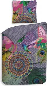 Постельное белье ZO! Home Renforcé Digital - Колибри - Мандалы, серый, 135 x 200 см. Колибри, разноцветные мандалы на сером фоне. Zo!Home