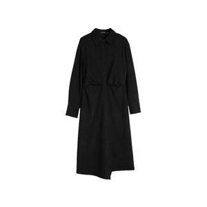 ELLE Женское черное платье с длинным рукавом