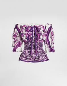 Топ из поплина с принтом майолика Dolce & Gabbana, мультиколор