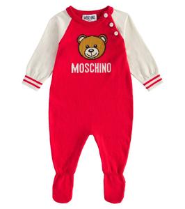 Комбинезон из хлопка и шерсти Teddy Bear Moschino Kids, цвет poppy red