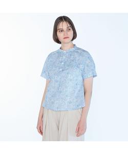 Блузка с воротником-стойкой и принтом "Волна" от Liberty Print