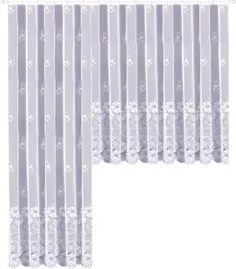 Штора, портьера, портьера для магазина, элегантный жаккард, крупная цветочная кайма, белая, короткая штора, тип 318, 135 см x 600 см heimtexland