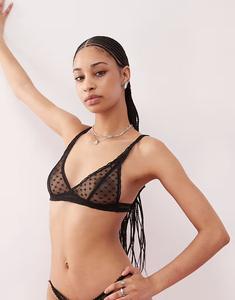 Мягкий бюстгальтер Motel Yandri Heart с кружевом черного цвета