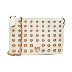 Классический плоский клатч из шелковой телячьей кожи + ve Pinko, белый