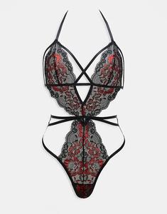 Боди Liberty с вырезом талии в черном/красном цвете Ann Summers