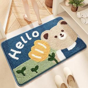 Dajiang Ковер 40x60 см для ванной комнаты, впитывающий, нескользящий, с дизайном медведя и цветов