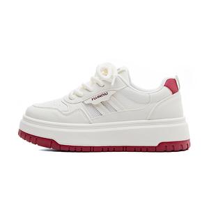 Износостойкие женские скейтерские кеды низкие бело-красные HUANQIU