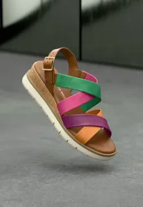 Сандалии на танкетке Marco Tozzi, Cognac/Multi-Coloured