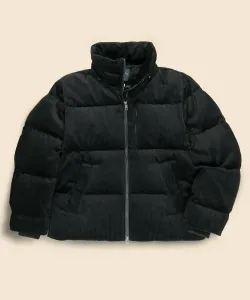 Короткое пуховое пальто из хлопкового вельвета