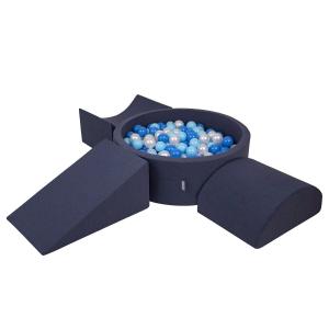 Детская игровая площадка из пенопласта Ppzp-Ok30D-114 с шариками Темно-синий: Babyblue-Blue-Perła Pool 200/Клин L/Рамп L/Полуролик L KiddyMoon
