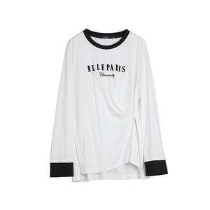 ELLE Футболка женская белая с круглым вырезом тонкая прямая посадка