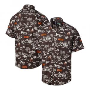 Мужская рубашка на пуговицах с принтом Reyn Spooner Cleveland Browns Throwback Kekai, цвет Brn Brown
