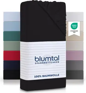 Простыня на резинке Cotton для наматрасника 90x200 см Basics Jersey - Хлопковая простыня 90x200 см, черного цвета Blumtal