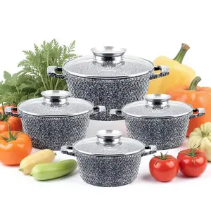 Набор посуды KlönBerg из 8 предметов | с мраморным покрытием | кастрюля | с крышкой | антипригарное покрытие | подходит для индукционных плит | идеально в качестве подарка | KB3740 Klönberg