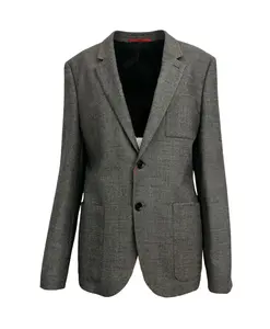 Узорчатый серый блейзер с карманами Hugo, серый