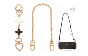Lan Bao Fan Металлический наплечный ремень для сумки золотистого цвета, [Gold]Black White Four-Leaf Clover Extender Chain+Decorative Chain