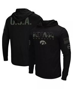 Мужская черная футболка с капюшоном и длинным рукавом Iowa Hawkeyes OHT в стиле милитари Colosseum