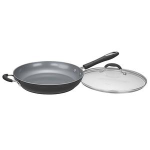 Cuisinart Ceramica XT Matte Collection Керамическая сковорода с антипригарным покрытием диаметром 12 дюймов, с ручкой и крышкой, черный