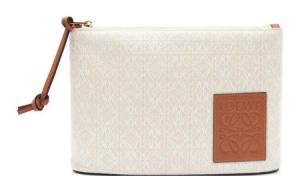 Тисненая клатч из коровьей кожи с кожаной нашивкой женский белый LOEWE