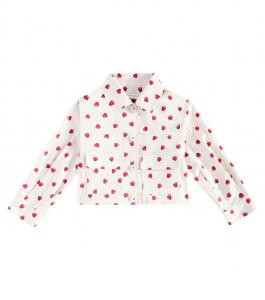 Пиджак из хлопчатобумажной габардиновой ткани с принтом Monnalisa, Beige+Rosso