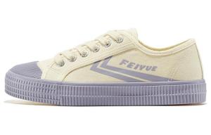 Женские бежево-фиолетовые скейтерские кросовки Low Top Feiyue, экрю