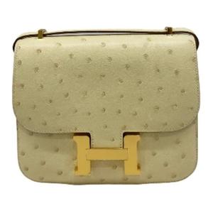 Сумка через плечо Constance Ostrich Leather Kangkang женская Y1 Vanille Vanilla HERMES