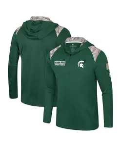 Мужская зеленая толстовка-куртка Michigan State Spartans OHT Military Appreciation с молнией на четверть Colosseum