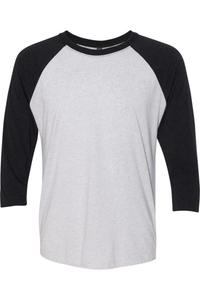 Футболка унисекс Triblend с рукавами реглан три четверти Next Level, цвет vintage black sleeves/ heather white body