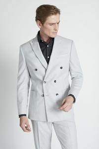 Светло-серый фланелевой костюм с приталенным жакетом MOSS, серый