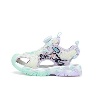 Противоскользящие, дышащие, легкие, амортизирующие детские сандалии с защитой от ударов. Для детей от 3 до 7 лет. BIG WASP, бежевый/фиолетовый