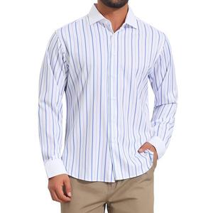 Мужская полосатая рубашка с длинным рукавом и пуговицами Inspire Chic, Light Blue