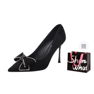 BIGTREE Туфли на высоком тонком каблуке женские, черные