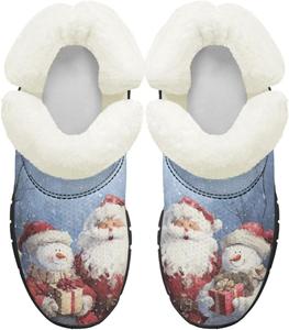 Большие и маленькие детские зимние сапоги с меховой подкладкой для девочек, пушистые сапоги, нескользящие уютные зимние ботинки для улицы Pointodoor, Santa Claus Snowman-Blue