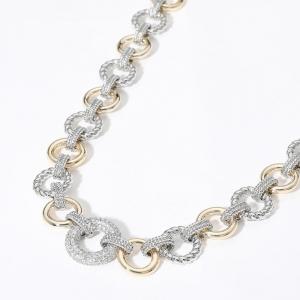 Ожерелье-кольцо с двухцветным фианитами, покрытое 14-каратным золотом Fashnzfab, Two Tone