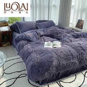 LUOLAI HOME Комплект постельного белья 1.5-спальный, 4 предмета, пододеяльник 200x230 см, цвет бархат пурпурный