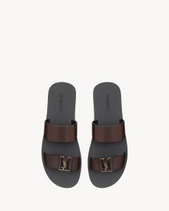 Сланцы BABYLONE из гладкой кожи SAINT LAURENT, коричневый