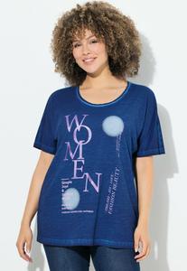 Футболка Ulla Popken GRAPHIC LETTERING SHORT SLEEVE, Dark Blue