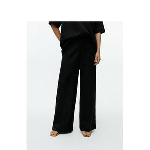 Женские легкие широкие брюки Arket льняные, черный