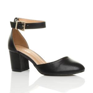 Туфли из искусственной кожи на среднем каблуке с ремешком на щиколотке, состоящие из 2 частей AJVANI, черный