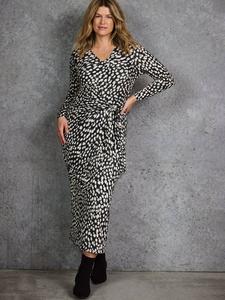 Платье Curve с анималистичным принтом и завязкой спереди Live Unlimited, Black/Multi