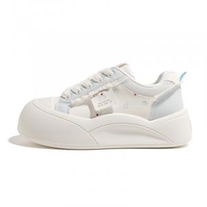 HUANQIU Высокие дышащие нескользящие низкие кроссовки для скейтбординга Women's Beige Blue