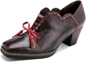 Женские кожаные туфли Мэри Джейн, летние яркие многоцветные с блок-кубиком на каблуке, винтажные туфли Мэри Джейн на массивном каблуке, ботильоны, удобные, с антискользящей подошвой, для свадьбы или вечеринки NUHEEL, Coffee