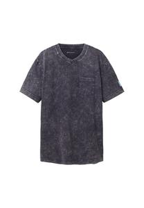 Футболка с коротким рукавом V-образным вырезом и нагрудным карманом. Tom Tailor, синий