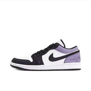 Jordan Кроссовки баскетбольные мужские Air 1 Abrasion Resistant Support Low Top Vintage Black White Purple